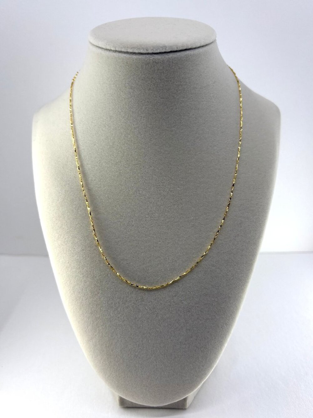 18K Gold Plated Solid 925 Sterling Silver 0.8mm Nugget Chain Necklace 16"+2" 2g